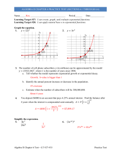 Algebra II Chapter 6 Practice Test