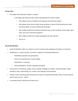 Stratification and Inequality Introduction to Sociology