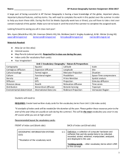 AP Human Geography Summer Assignment 2016