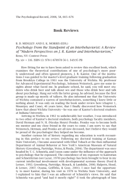 Psychology From the Standpoint of an Interbehaviorist