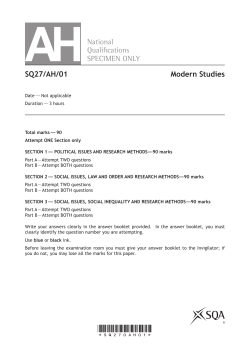 Advanced Higher Modern Studies Specimen Question Paper