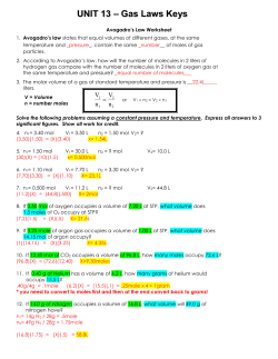 Unit 8 MORE MIX REVIEW for Gas Laws Keys