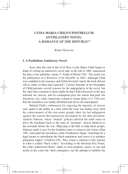 LYDIA MARIA CHILD`S POSTBELLUM ANTISLAVERY NOVEL: A