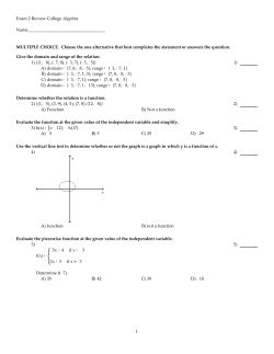 Exam 2 Review College Algebra