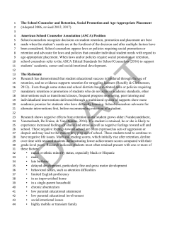 The School Counselor and Retention, Social Promotion and Age