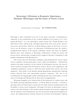 Dramatic Monologue and the Sense of Poetic Career