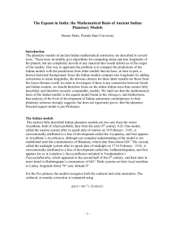 An Analysis of Ancient Indian Planetary Models - People