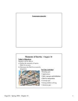 Announcements Moments of Inertia