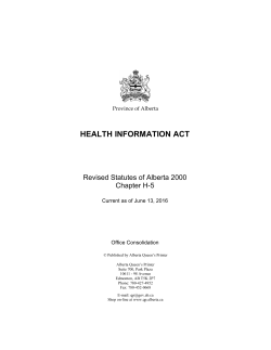 Health Information Act - Alberta Queen`s Printer