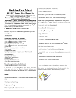 2016 - 2017 Gen. Ed. Classroom Supply Lists