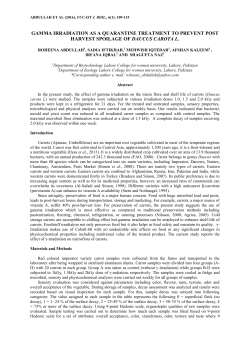 18)gamma irradiation as a quarantine treatment to prevent