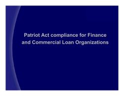 Patriot Act compliance for Finance and Commercial Loan