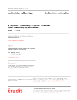 St. Augustine`s Epistemology: an Ignored Aristotelian