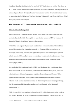 The House of ACT: Functional Contextualism