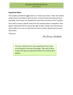 Menu Planning - Camp Sagitawa