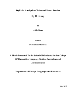 Stylistic Analysis of Selected Short Stories by O Henry By AklileAlemu