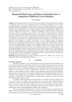 Managerial Effectiveness and Defense Mechanism Styles