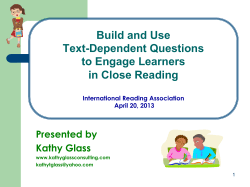 Build and Use Text-Dependent Questions to Engage Learners in