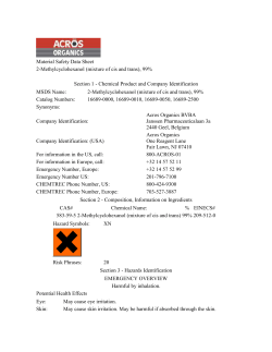 Material Safety Data Sheet 2-Methylcyclohexanol (mixture of cis and