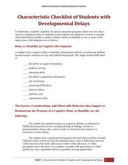 Characteristic Checklist of Students with Developmental Delays
