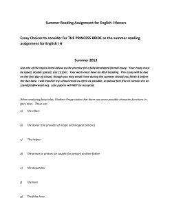 Summer Reading Assignment for English I Honors Essay Choices to