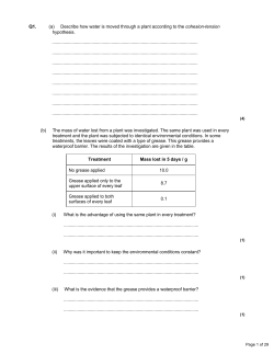 Q1. (a) Describe how water is moved through a plant according to
