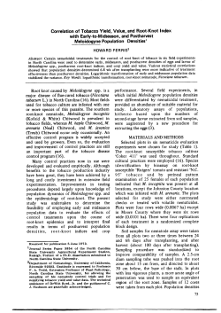 Correlation of Tobacco Yield, Value, and Root