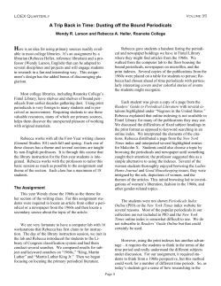 A Trip Back in Time: Dusting off the Bound Periodicals
