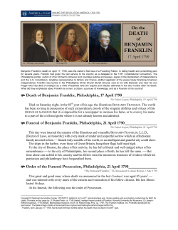 Commentary on the death of Benjamin Franklin