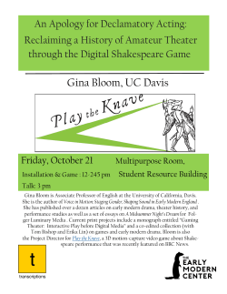Gina Bloom Talk Flyer - The Early Modern Center