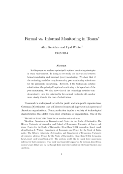 Formal vs. Informal Monitoring in Teams&lowast;