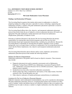 BP 6152.1 - 9th Grade Math Placement