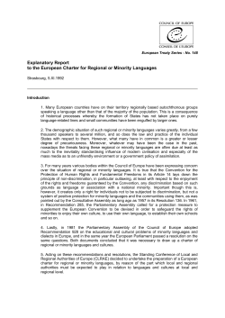 Explanatory Report to the European Charter for Regional or