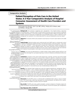 Patient Perception of Pain Care in the United States