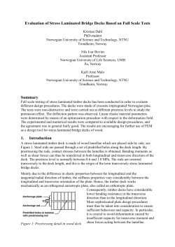 Evaluation of stress laminated bridge decks based on full scale tests