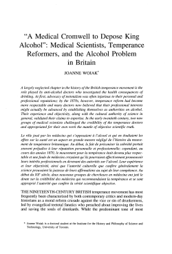 Medical Scientists, Temperance Reformers, and the Alcohol