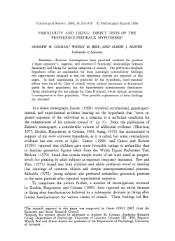 Familiarity and liking: Direct tests of the preference