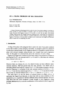 On a tiling problem of R. B. Eggleton