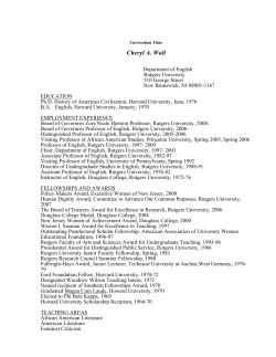 Cheryl A. Wall - Rutgers English