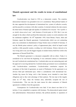 Munich agreement and the results in terms of constitutional law