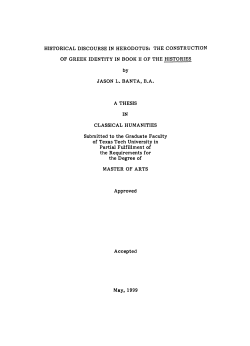 HISTORICAL DISCOURSE IN HERODOTUS: THE