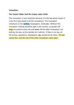 Innovation: The Twelve Tables And The Corpus Julius Civilis This