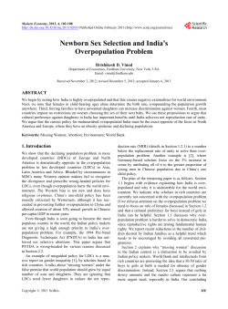 Newborn Sex Selection and India`s Overpopulation Problem