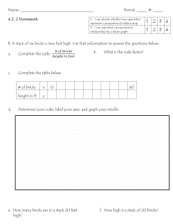 4.2. 2 Homework 1. A stack of six bricks is two feet hig