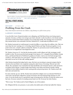 Gregory Zuckerman Details John Paulson`s Big Win