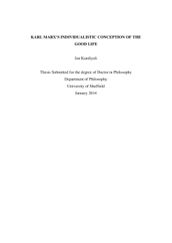 KARL MARX`S INDIVIDUALISTIC CONCEPTION OF THE