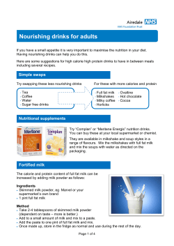 Nourishing drinks for adults - Airedale NHS Foundation Trust