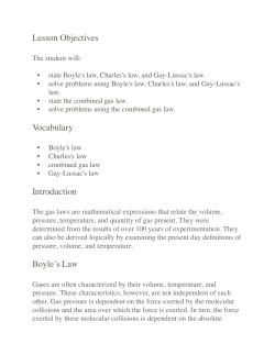 Lesson Objectives Vocabulary Introduction Boyle`s Law
