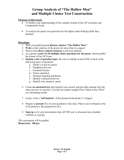 Small Group Analysis of &ldquo;The Hollow Men&rdquo; and Multiple Choice Test
