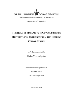 the role of similarity in co-occurrence restrictions - Outi Bat-El